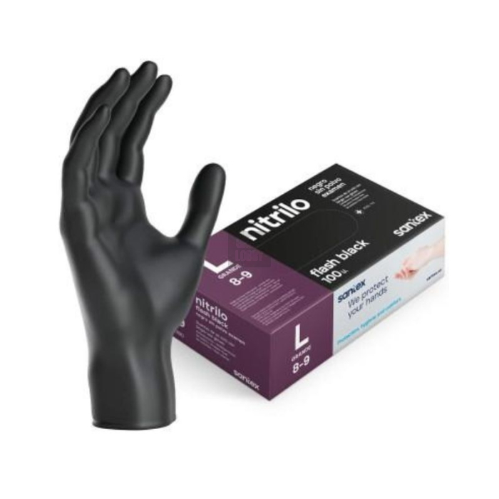 Guantes de Nitrilo Sin Polvo Flash Black (100x)