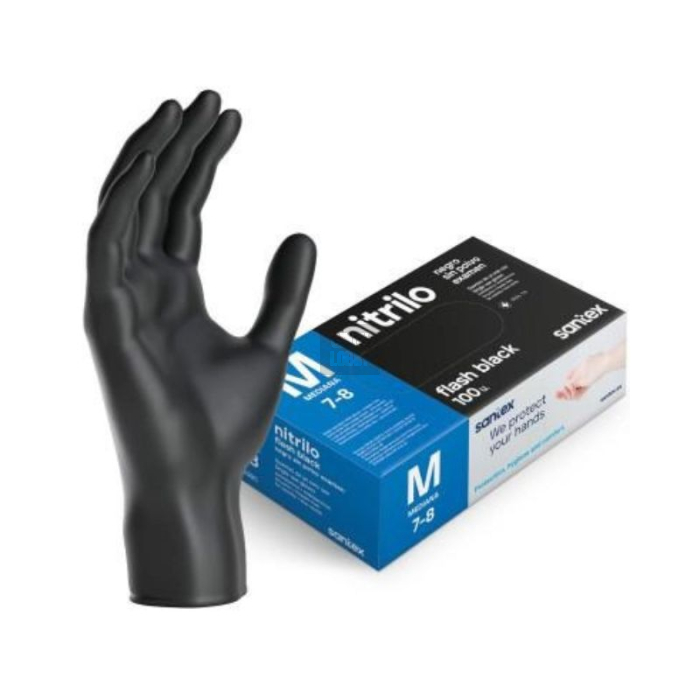 Guantes de Nitrilo Sin Polvo Flash Black (100x)