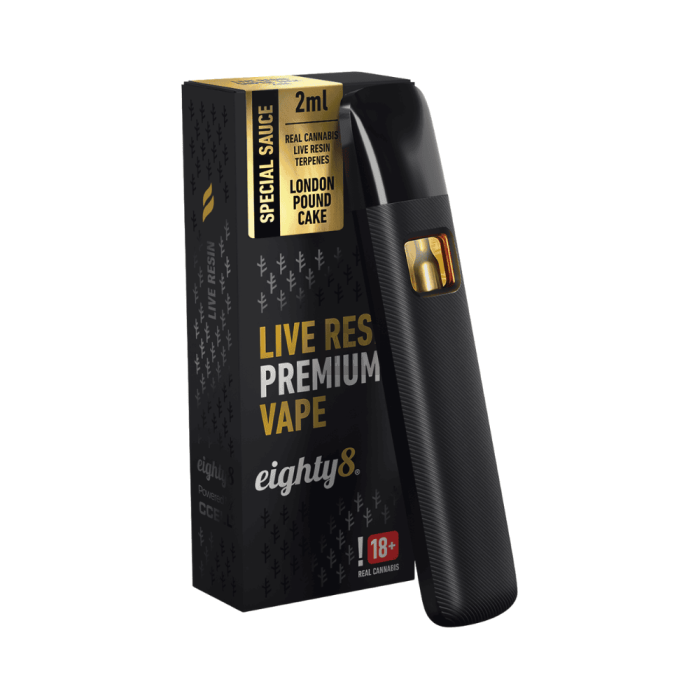Vaporizador Desechable Live Resin CBD (2ml) Eighty8