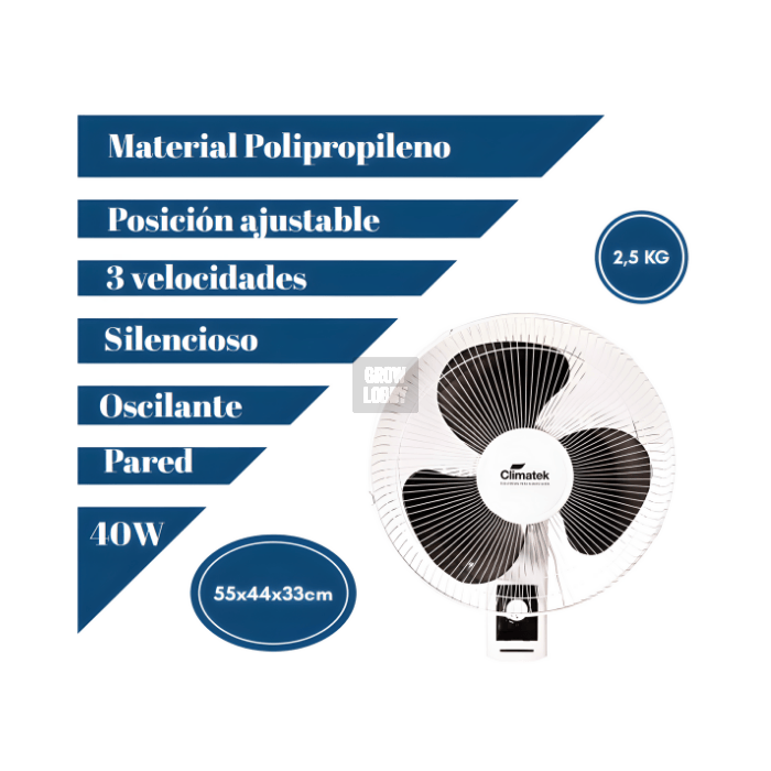 Ventilador de Pared con Cuerda (40W) Climatek