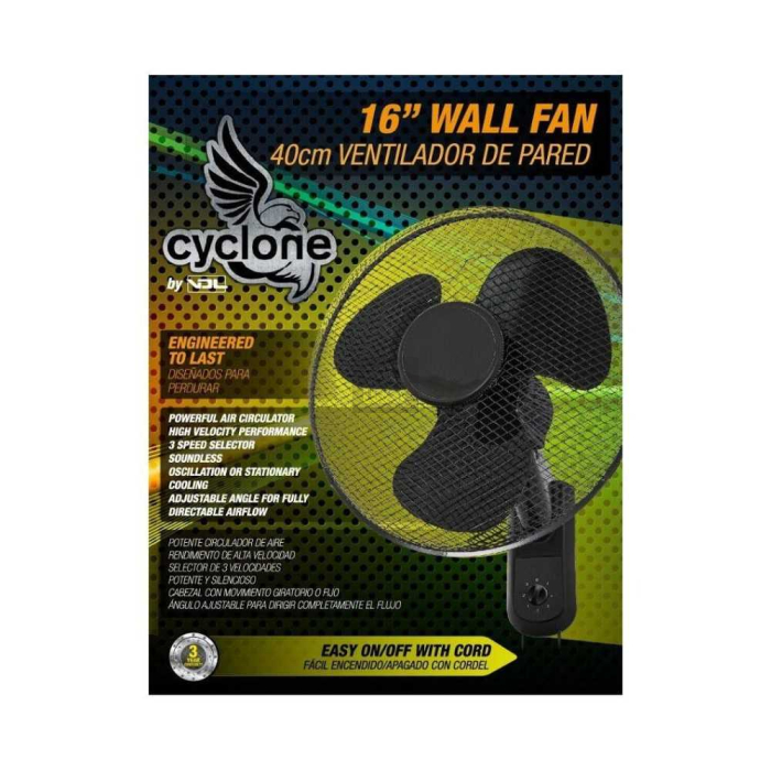 Ventilador de Pared Oscilante Cyclone 40cm